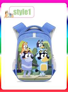 Bluey حقيبة ظهر بلوي، حقيبة مدرسية كرتونية سعة كبيرة، حقيبة مدرسية خفيفة الوزن وعادية