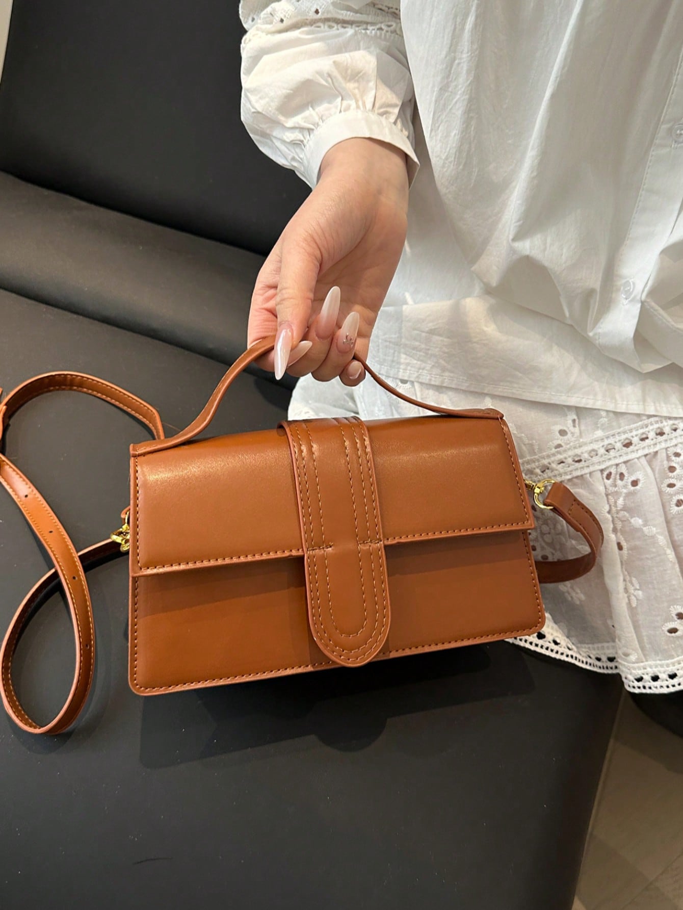 Small textured shoulder bag