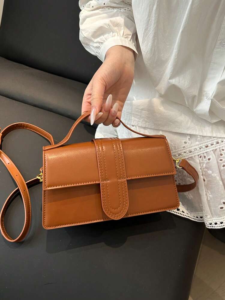 Túi xách phong cách retro độc đáo: Túi đeo vai nhỏ hình vuông cao cấp, có thể đeo chéo hoặc xách tay. Túi xách tay nhỏ hình vuông nhẹ nhàng, sang trọng với họa tiết monogram màu trơn, toát lên vẻ quyến rũ thanh lịch. - màu nâu - Xem 1
