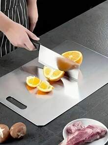3 件/不锈钢切菜板，双面，耐用，易清洁，金属，适用于肉类、蔬菜、水果