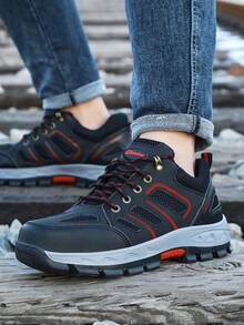 GUYISA Men's Steel Toe Hiking Shoes, Anti-Slip, Anti-Puncture, Durable, Soft & Comfortable Low-Top, Suitable For Factory, Construction Site, Gradient Color Sole, Fashion Work Shoes, Black (This Is The CN Size, International Size May Differ, This Model Runs Small, Please Order One Size Up!) - Black - View 9