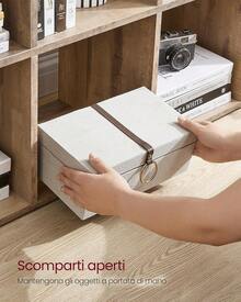 Libreria a 10 Cubi, Scaffale con Scomparti Aperti, Organizzatore per Decorazioni, Cernici per Foto, Piante, Soggiorno Camera da Letto Studio, 29 x 129,5 x 129,5 cm, Marrone Cammello - Castano - Visualizzare 6