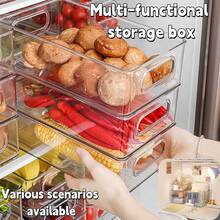 2pcs/1pc Fruit & Food Storage Containers, Refrigerator Organizer Boxes, Food Preservation Boxes, Fridge, Cabinet, Utility Room File Storage Boxes, Airtight Seal Transparent Carry Boxes For Eggs, Fruits, Vegetables, Frozen Items