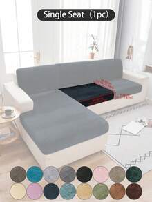 1 pieza Funda de cojín de sofá de peluche de zorro plateado gris oscuro, minimalista clásica, funda protectora decorativa a prueba de polvo de unicolor y elástica, adecuada para hotel, dormitorio, decoración de sala de estar, decoración de habitación, negro, gris claro, caqui, decoración de otoño, decoración de habitación, vuelta al colegio, útiles escolares