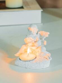 1 pezzo Portacandela in stile retrò a forma di angelo, decorazione da tavolo in stile nordico per l'ingresso di casa, artigianato in resina