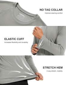 Men's Long Sleeve Shirts UPF 50+ UV Sun Protection Athletic Shirts For Hiking Running Workout Rash Guard-2025 - Grey - View 11