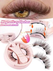 MAGEFY 1/2 Pair CC Curly Magnetic False Eyelashes Set - Natural Looking Reusable Eyelashes, 8-12mm Faux Mink Lashes, Suitable For Daily Wear, Waterproof, Magnetic Clips, No Glue Needed, Cartoon Style Mixed Pointed Tail, Lengthening & Volumizing, Ideal For Party, School, Work And Travel - Natural Lashes - View 4