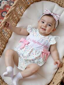 Newborn Baby Girl Birthday Outfit Its My Birthday Embroidery Polka Dot Bow One Year Old Girl Smcoked Romper Bubble Bodysuit One Piece Summer Clothes - 白色 - 查看 5