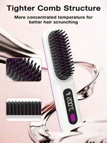 便携式无绳直发梳，带负离子的便携式直发梳，女士热梳直发器，轻巧迷你，方便携带，充满电后可使用约 20 分钟