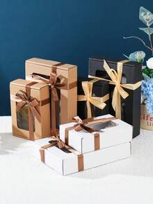 12 cajas de papel kraft con lazo de cinta, cajas de papel corrugado con ventana, cajas de regalo, cajas de envío, cajas de embalaje, cajas de correo