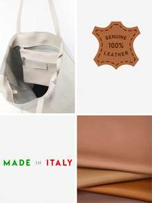 Women's Summer Tote Bag, Genuine Leather Made In Italy, Large Capacity For Your Everyday Use, Minimalist Style For Office And Daily Use - trắng - Xem 8