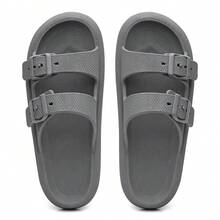Men's Cloud Flip Flops Slide Sandal Two Straps Comfortable Birken Buckle - Grey - View 4