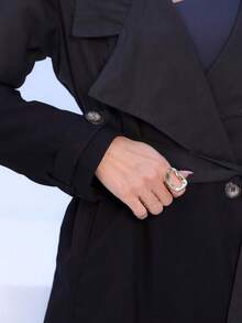 Women's Trench Coat In Premium Tailoring With Thermal Lining - Black - View 7