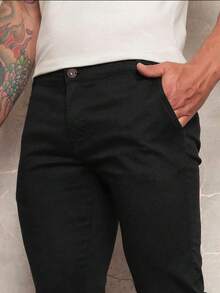 MEN'S JOGGER PANTS JEANS AND TWILL ADJUSTABLE ELASTIC UNISEX Direct From The Factory - màu đen - Xem 4