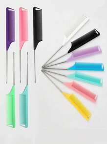 Professional Point Tail Comb Pin Tail Comb Rat Tail Comb Parting Comb Stainless Steel Tail Comb Anti-Static Hair Comb, Braiding Combs, Fine Tooth Rat Tail CombHighlight Comb Tail Combs Highlight Comb Multifunctional For Normal Hair - Attractive Candy Color,Bridal Hair Combs Perfect For Barber Shops, Salons And Home Use