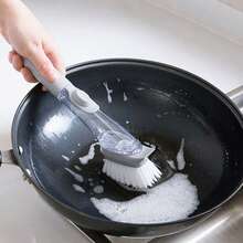 1 pieza Cepillo líquido para lavar platos, cepillo multiusos para platos, cepillo de limpieza de cocina, cepillo de mango largo para ollas, cepillo líquido para lavar platos, limpieza del hogar, limpieza de cocina, limpieza de fiestas - Multicolor - Ver 2