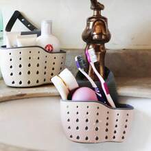 1 件大容量悬挂式储物袋，可重复使用袋，坚固的水果蔬菜袋，可清洗的壁挂式水果篮，用于存放大蒜土豆洋葱或食品储藏室，适用于厨房，厨房储物用品，带硅胶储物盒的水槽悬挂式沥水篮，可调节肩带沥水架，海绵架，水龙头挂篮，厨房储物袋，非常适合在厨房存放海绵和抹布