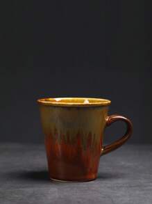 1pc 220ml Creative Crackle Ceramic Cup, Home Breakfast Milk Cup, Latte Art Coffee Cup, Office Guest Cup, Afternoon Tea Cup, Soda Cup, Crackle Handled Mug, Simple Retro Ceramic Household Office Water Cup, Thick Clay Espresso Cup