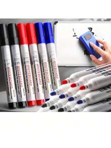 10 支彩色干擦马克笔 + 1 块橡皮擦，耐用，易于修正，适合教师、教室、学校、写作、学习、办公室、工作、绘画、返校、旅行、礼物 - [白板筆]10支+1個板擦 - 查看 2