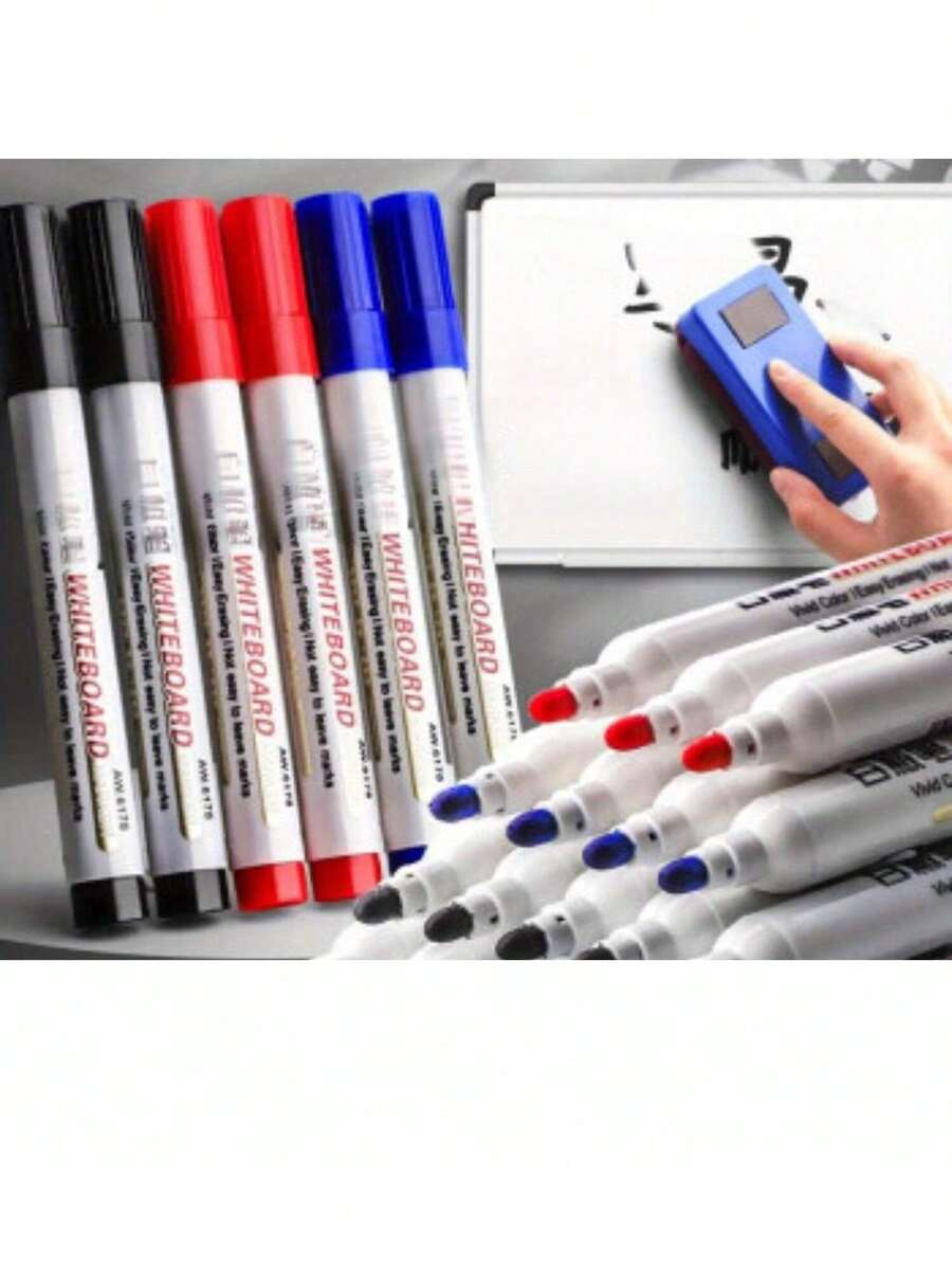 10 支彩色干擦马克笔 + 1 块橡皮擦，耐用，易于修正，适合教师、教室、学校、写作、学习、办公室、工作、绘画、返校、旅行、礼物