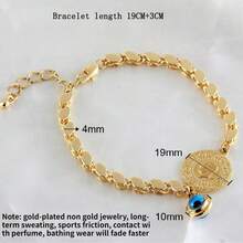 Dubai Gold Rhombus Chain Coin Accessory, Blue Crystal Eye Pendant Charm Bracelet, OT Bracelet, Devil's Eye Necklace Earrings, Unisex Jewelry Wholesale - Gold - View 15