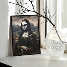 1pc Dark Gothic Halloween Decor Slot L‑Frame Wall Art Decor – Mysterious Mona Lisa Poster, Easy Hang & Clean, Wall Art For Living Room/Bedroom/Office/Studio, Halloween Gift Home Decor Fall Decor Room Decor