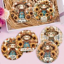 1 Set /4 Pieces /6 Pieces: Scarecrow Pattern Diatom Mud Coasters, Flower Coffee Coasters, Multi-Occasion Decoration For Home And Restaurant, Daily Gifts, Table Decoration, Daily Decoration, Theme Party Decoration - Multicolor - View 5