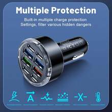 1个150W 8口车载充电器，支持PD/QC3.0快充，USB-C接口，兼容 16/15/14/13/12，兼容苹果设备，兼容iPad、安卓手机、笔记本电脑等。支持快速充电，并可同时为多设备充电。设计紧凑，方便快捷，随时随地高效充电。这款车载快充充电器是送给家人、朋友、孩子、生日、圣诞节、冬季的理想礼物，也是汽车配件的完美之选。 - 黑色 - 查看 8