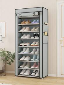 带盖鞋架，5-10 层高鞋架，大容量鞋架，节省空间，适用于衣柜、玄关、宿舍、卧室 - 彩色 - 查看 2