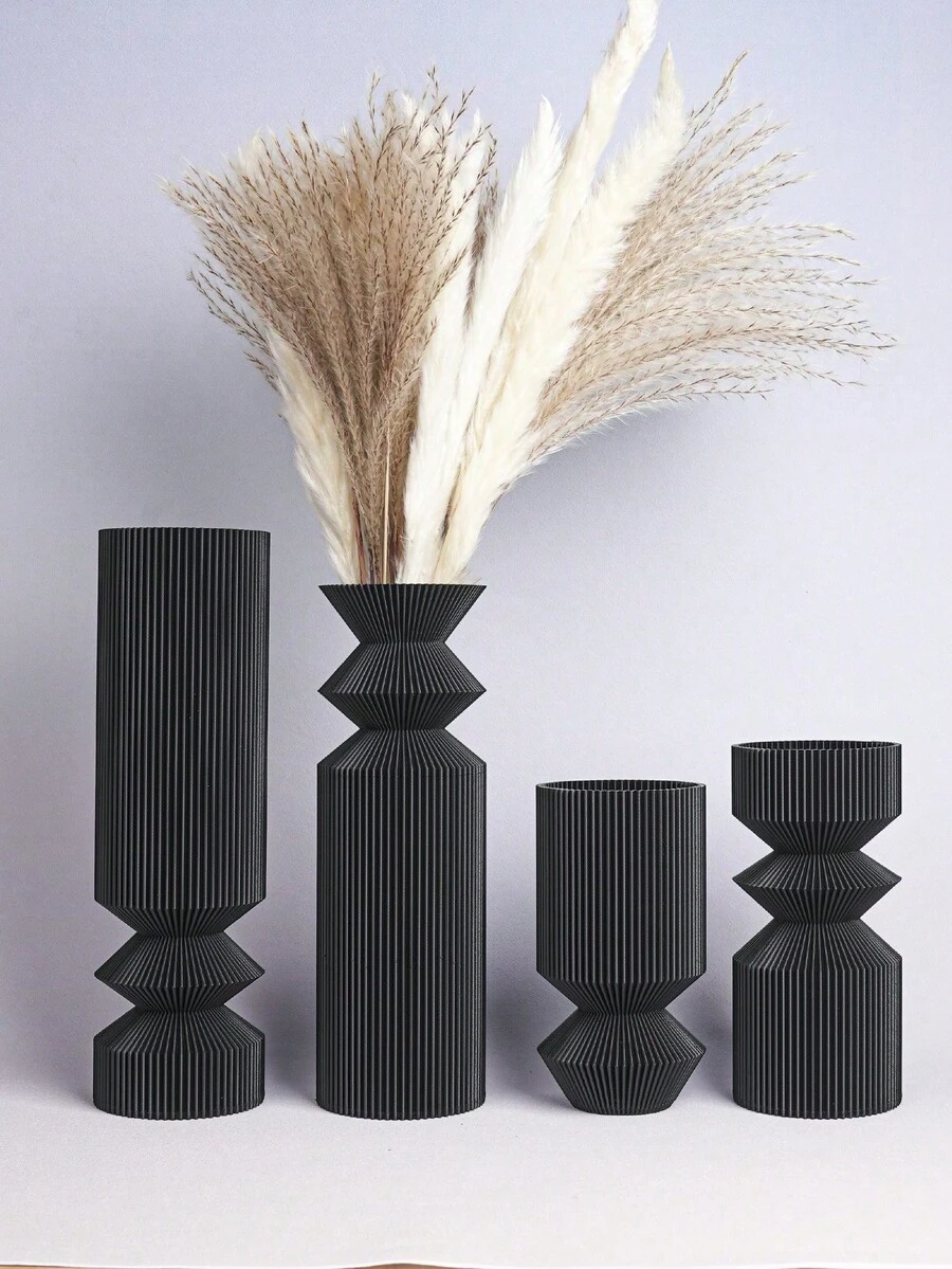 1 件 3D 打印干花花瓶木质家居装饰 - 婴儿和宠物花瓶简约设计礼物，适合她或他 - 黑色 - 查看 1