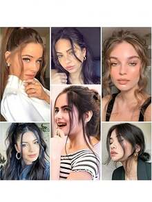 2片优雅水波纹夹式隐形合成刘海，采用高温纤维制成，女士侧刘海，圣诞音乐节假发，适合日常佩戴，造型自然，适合所有发质，美发套装，美发工具套装，学生用品，美发工具和发饰，家居美发配件 - 彩色 - 查看 3