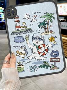 Kỳ nghỉ trên đảo nhiệt đới, Tận hưởng những ngày cuối hè - Tranh minh họa theo phong cách kỳ nghỉ | Ốp lưng máy tính bảng chống rơi, tích hợp lớp bảo vệ dày 360 độ cho máy tính bảng 10.9" thế hệ thứ 10, ốp bảo vệ bằng da di động cho máy tính bảng 10.2". - Nhiều màu - Xem 7