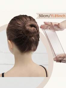 37件套少女发髻造型套装 - 2个迷你发髻定型器、10个迷你隐形发网、20个发髻夹、5个发圈 - 棕色 - 查看 5
