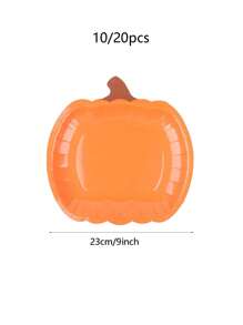 10/20 件秋季南瓜纸盘，一次性盘子 9 英寸感恩节丰收橙色派对餐盘，适用于秋季节日餐饮活动餐饮派对礼品，万圣节派对礼品，适用于厨房家居餐饮用品 - 橘色南瓜 - 查看 3