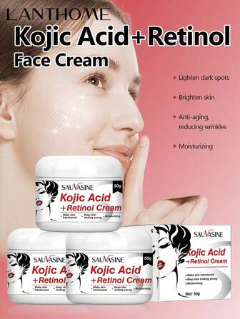 LANTHOME 3件X50克乳酸面霜，亮白、保湿、补水、修复、舒缓、紧致