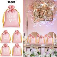 5/10/15 件谢谢缎面礼品袋派对袋填充物 4 X 6/5 X 7 英寸婚礼抽绳珠宝袋小糖果袋适用于宾客婚礼生日商务派对回礼 - 彩色 - 查看 14