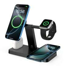 Estación de carga magnética de 15W, 4 en 1, cargador inalámbrico compatible con iPhone 16, 15, 14, 13, 12 Pro/Max/Mini/Plus, compatible con Apple Watch 10/9/8/7/6/SE/5/4/Ultra, compatible con Pro 4/3/2