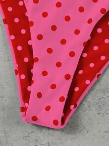 Hàng mới về mùa Xuân/Hè, phong cách Âu Mỹ, gợi cảm, thanh lịch, họa tiết chấm bi đỏ hồng, bikini 3 mảnh dành cho nữ, thích hợp đi biển, nghỉ mát, hẹn hò. - Nhiều màu - Xem 4