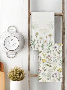 2pcs Kitchen Tools Towels Kitchen Cloths, Polyester Hand Towels With Flowers Pattern, Super Soft Woven Dishcloths, Machine Washable, Ideal For Holiday Gifts & Home Decor.