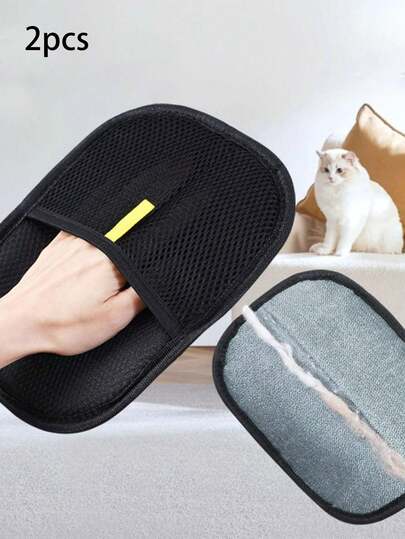 2 Pieces Of Electrostatic Hair Removal Gloves, Two-Way Brush Pet Hair Removal Device, Suitable For Carpets, Cat Scratch Pads, Bedding, Clothes, Household Essentials, Electrostatic Brush Hair Removal And Stain Removal, Washable And Durable, Widely Applicable
