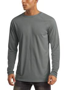 Men's Long Sleeve Shirts UPF 50+ UV Sun Protection Athletic Shirts For Hiking Running Workout Rash Guard-2025 - Dark Grey - View 1