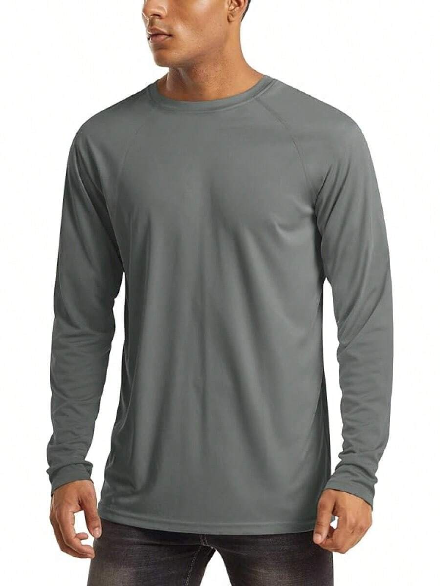 Men's Long Sleeve Shirts UPF 50+ UV Sun Protection Athletic Shirts For Hiking Running Workout Rash Guard-2025 - Dark Grey - View 1