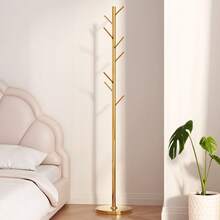 Guyii Metal Coat Rack With 8 Hooks, Modern Tree Branch Style Stand For Coats, Hats, Scarves, Sturdy Floor Clothing Organizer For Entryway, Living Room, Bedroom, Office - 金色 - 查看 4