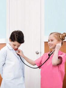 7 件套医疗制服套装，外科医生服装扮演套装，男女适用，粉色/绿色（细节随机） - 綠色 - 查看 6