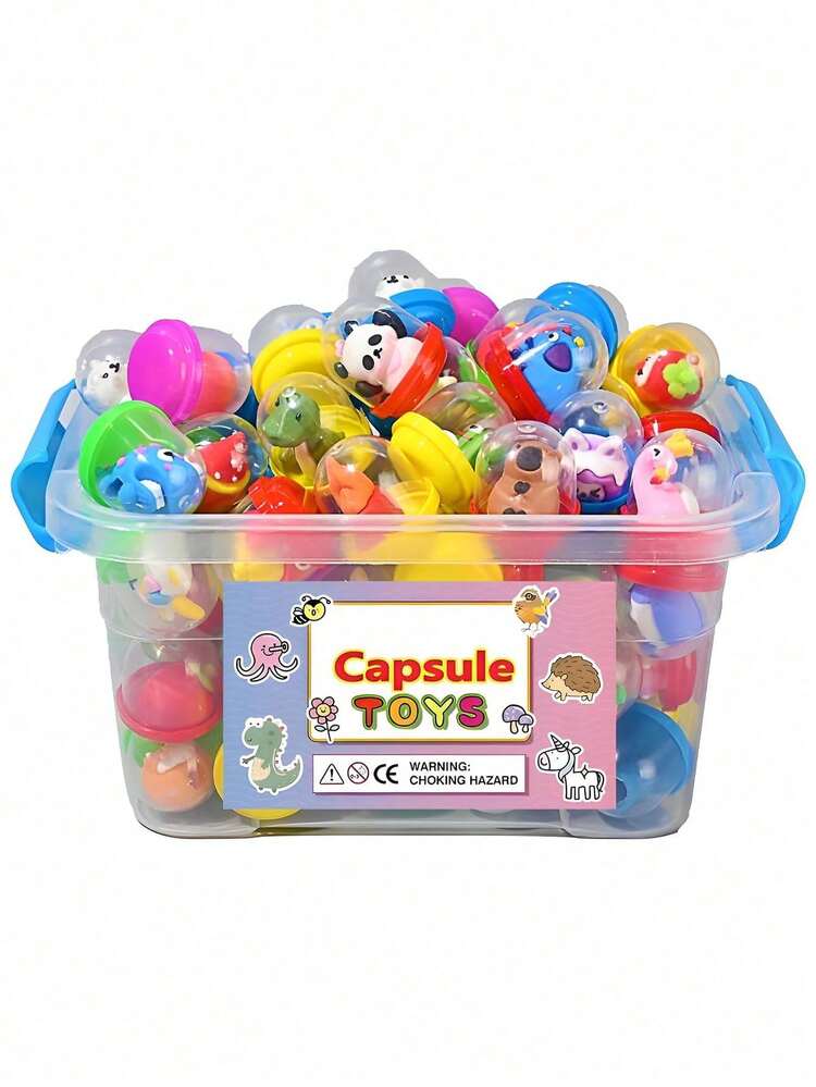 10/25/35/45pcs Mini Cute Gashapon Toys With Storage Bucket, Can Be Used As Pen Toppers, Adorable Party Favors And Prize Boxes (Random) - Multicolor - View 2