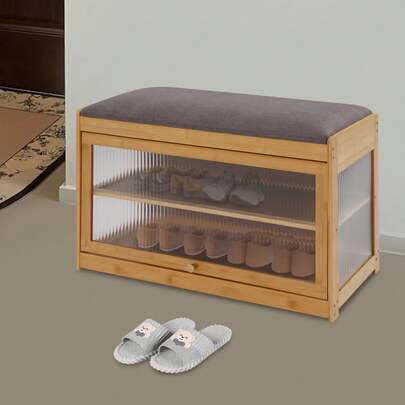 WANLECY Entryway Shoe Bench Shoe Rack Bench With Cushion Shoe Rack Bench W/Storage Space