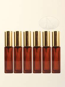3pcs/6pcs/12pcs/18pcs 10ml Square Glass Refillable Makeup Toner Perfume Small Sample Transparent Fine Mist Spray Bottle, Black/Amber, With Funnel Atomizer, Rose Gold/Purple/Pink