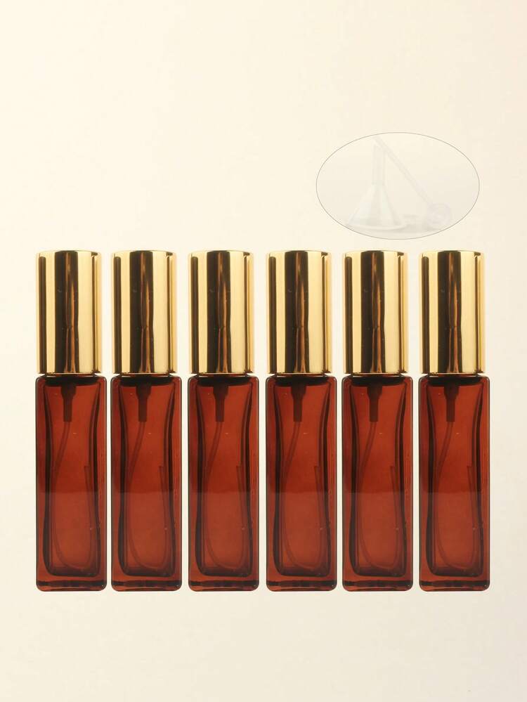 3件/6件/12件/18件 10毫升方形玻璃可填充化妆爽肤水香水小样品透明细雾喷雾瓶，黑色/琥珀色，带漏斗雾化器，玫瑰金/紫色/粉色 - 彩色 - 查看 37