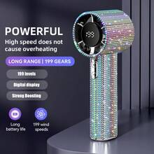 Luxury Full Diamond Portable Handheld Mini Fan, USB-C Rechargeable Turbo Fan, Speed Ajustable Quiet Fan, Summer Gift Box - 彩色 - 查看 1