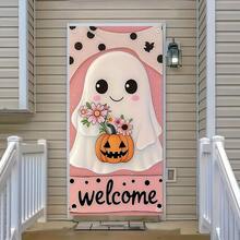 1pc Pink Halloween Door Decor, 70.87x35.43 Inch Cute Ghost Halloween Door Banner, Halloween Door Decoration, Halloween Background Decor Sign, Suitable For Home Door, Vintage Halloween Party Supplies - Multicolor - View 10